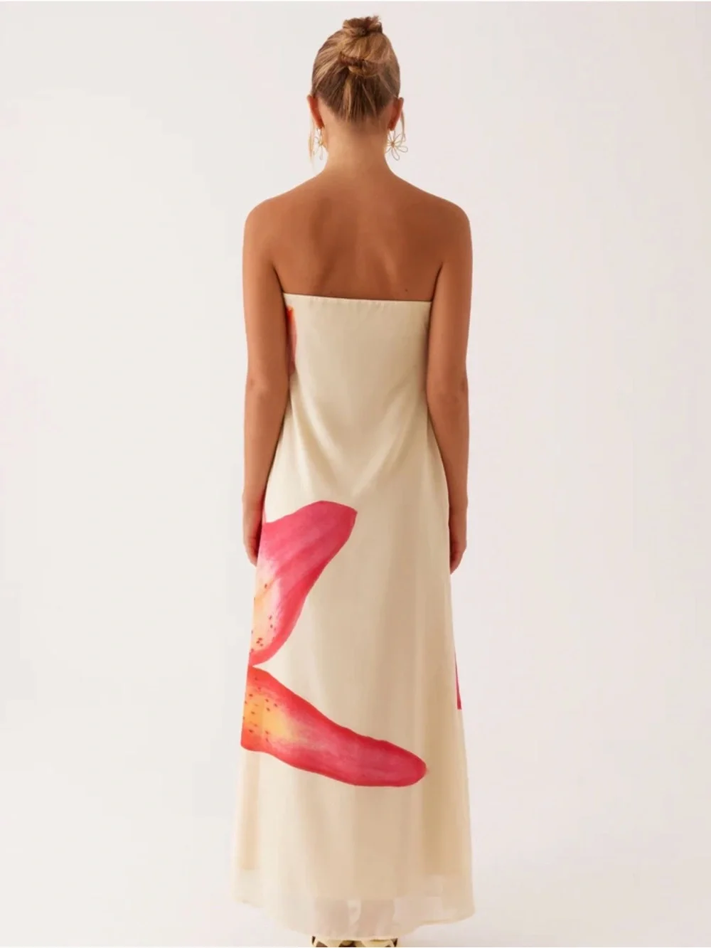 Peppermayo Cream Dress with Pink and Orange Floral Print